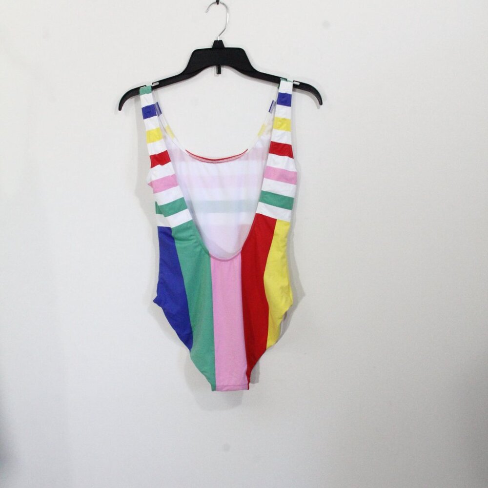 Onia One Piece Swimsuit XL New Women Striped Bathing Suit Rainbow colorful Kelly - Picture 10 of 11